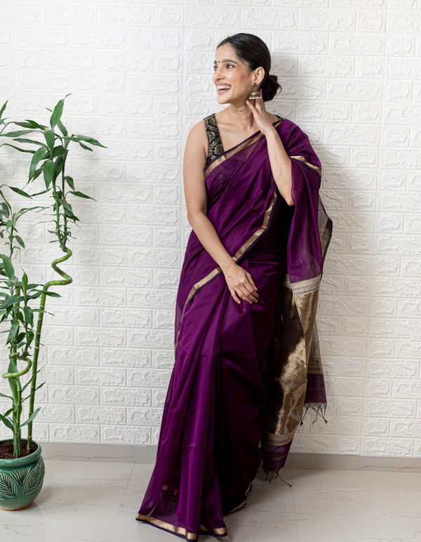 Aubergine Saree( OUT OF STOCK this saree is in the making and will take 15 days for us to ship it.)