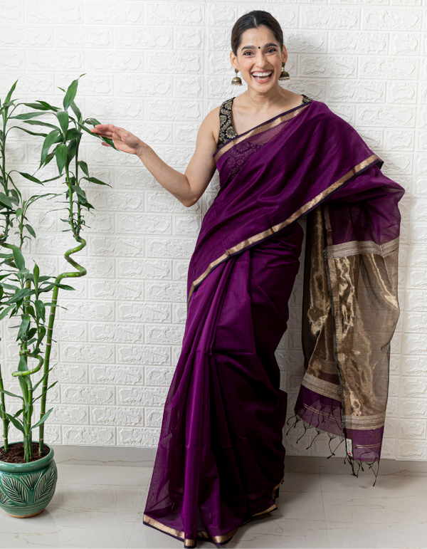 Aubergine Saree( OUT OF STOCK this saree is in the making and will take 15 days for us to ship it.)