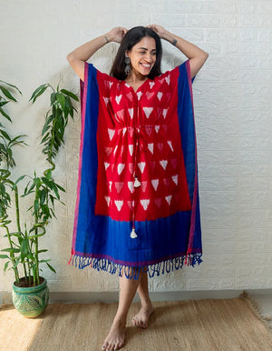 Red ikkat kaftan