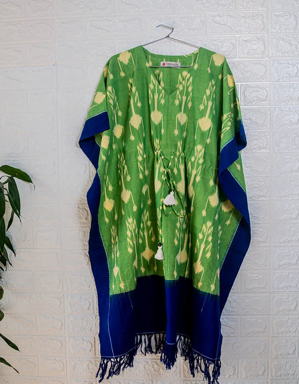 SR/KF/03-01 Green blue ikkat kaftan