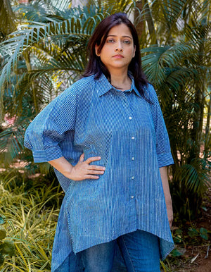 Anti Fit High Low Stripe Shirt